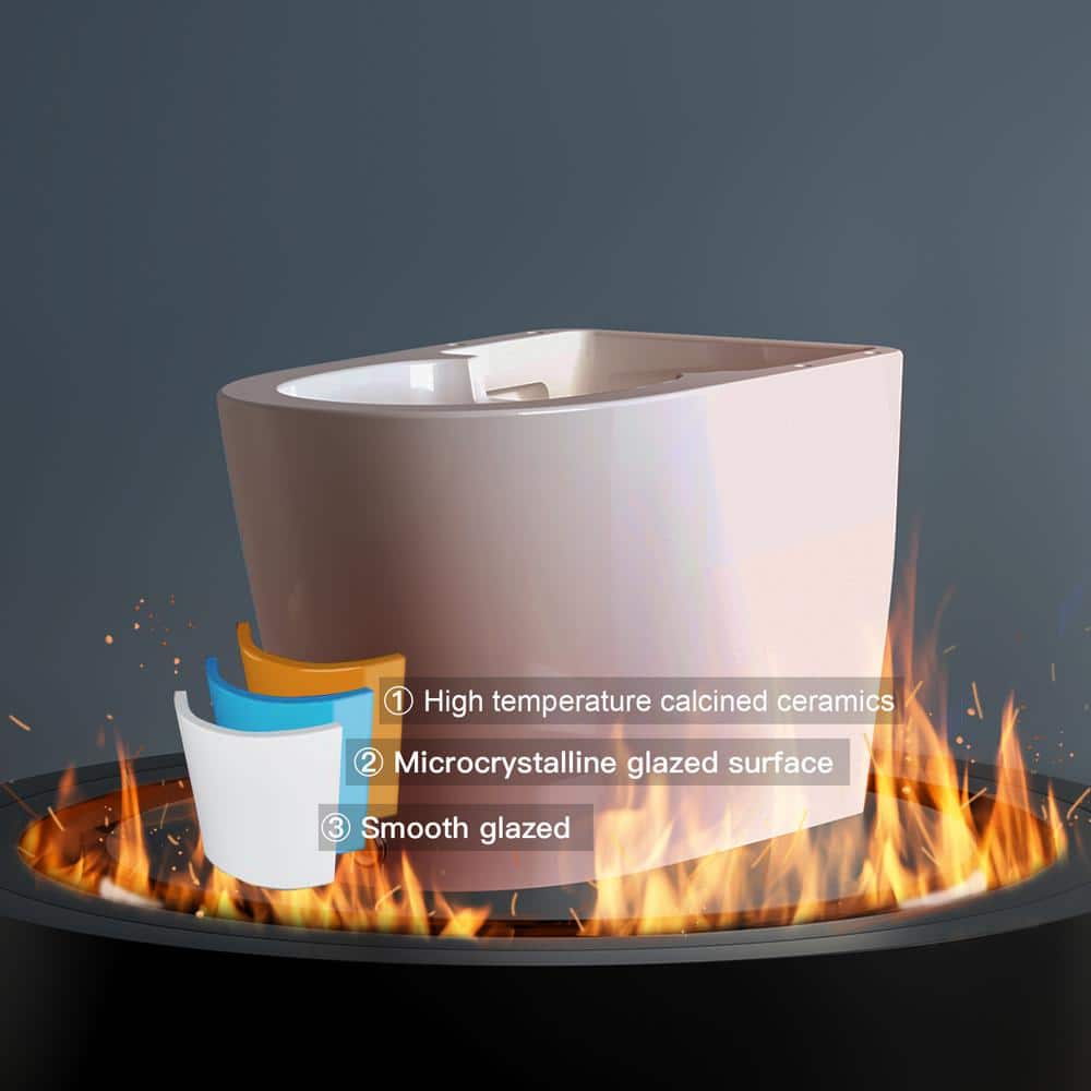 White Elongated Smart Toilet with Heated Bidet Seat and Remote