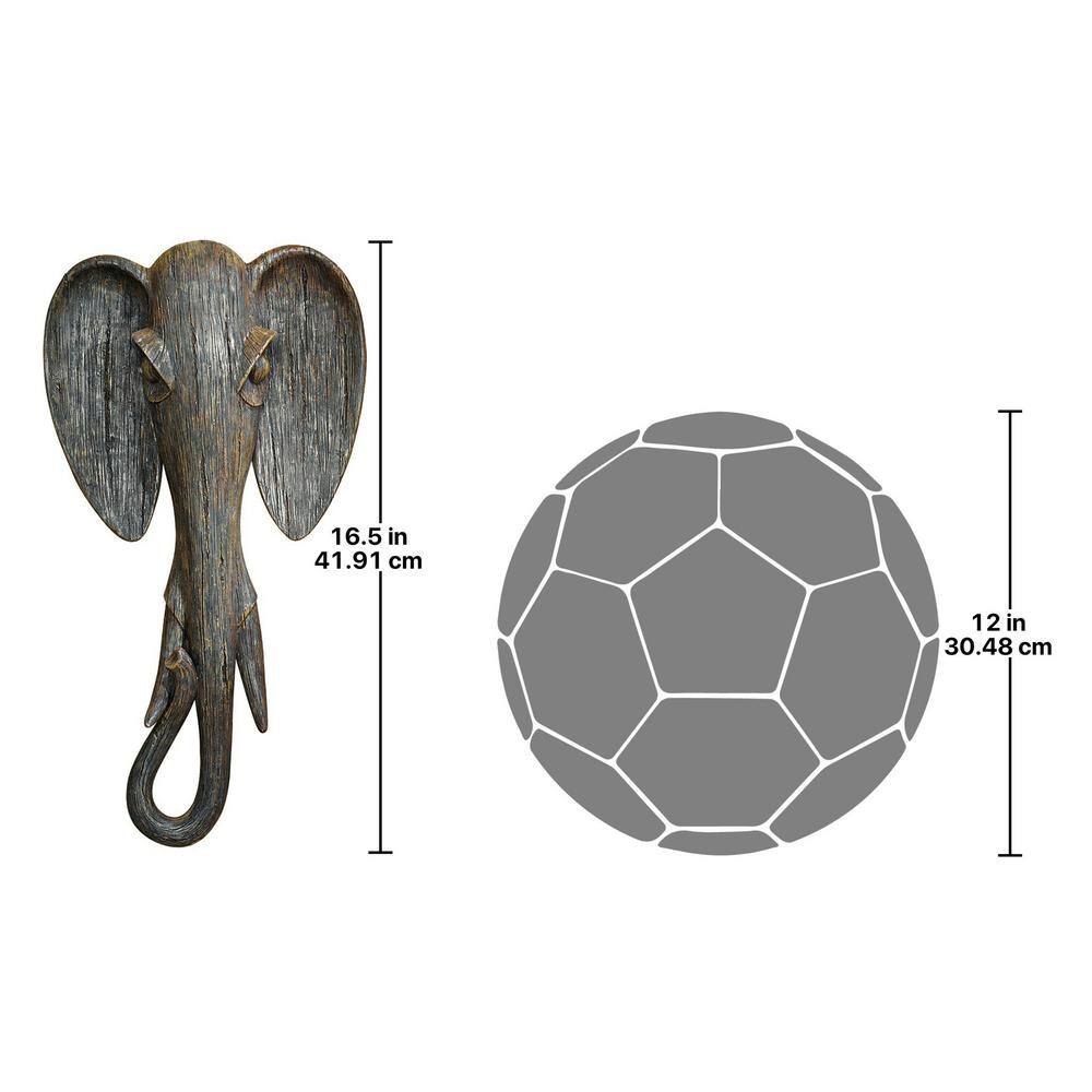 Hand-Painted Resin Elephant Wall Sculpture with Faux Wood Grain