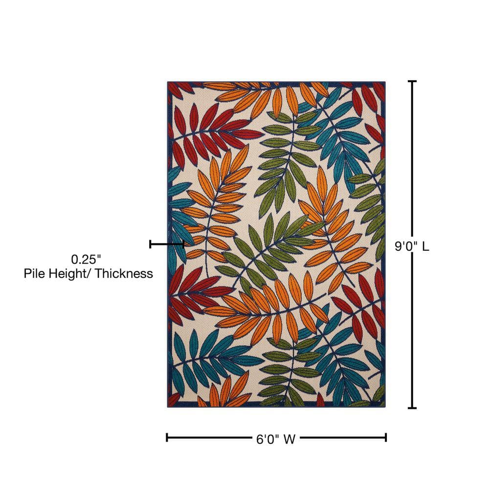 Energetic Floral Multicolor Synthetic 6' x 9' Reversible Area Rug