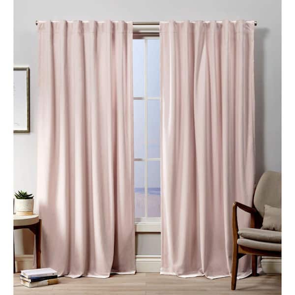 EXCLUSIVE HOME Velvet Blush Solid Light Filtering Hidden Tab / Rod Pocket Curtain, 52 in. W x 108 in. L (Set of 2)
