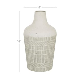 White Textured Metal Decorative Vase