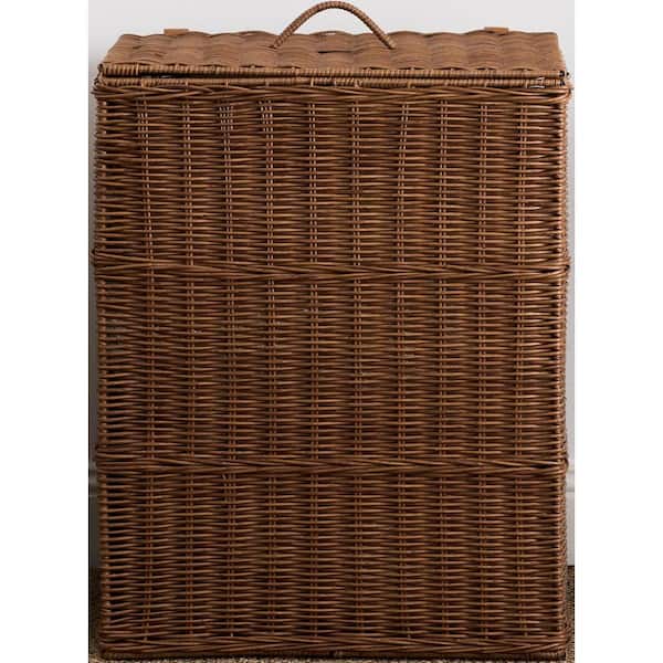 Espresso Brown 14 in. x 22 in. Wicker Resin Decorative Basket