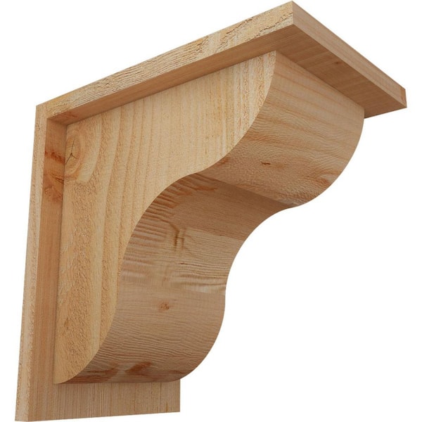 Ekena Millwork 8 in. x 12 in. x 12 in. Douglas Fir Carmel Rough Sawn Corbel with Backplate
