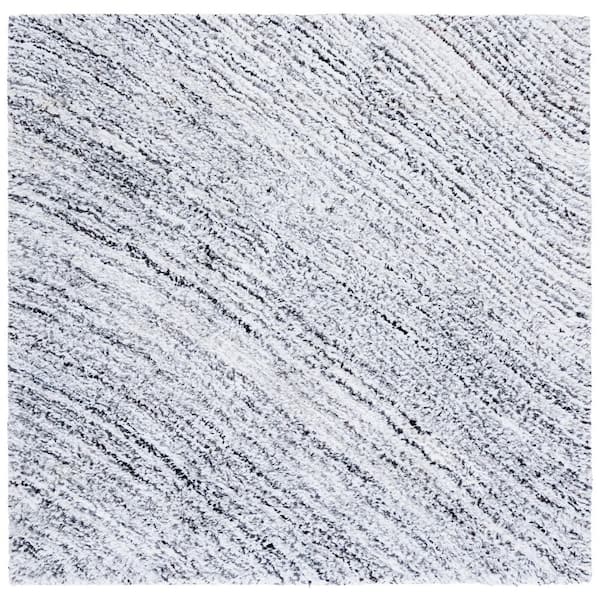 Glory Shag 6 ft. x 6 ft. Ivory/Gray Abstract Wavy Square Area Rug