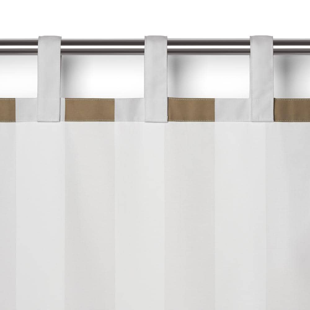 Natural Stripe Polyester Tab Top Indoor/Outdoor Curtain Panel