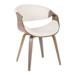 Symphony Mid-Century White Faux Leather and Light Grey Dining/Accent Chair