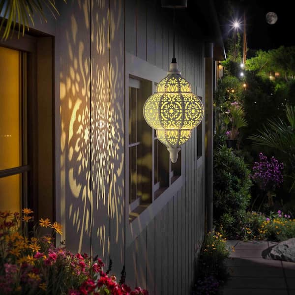 Hcman Moroccan Style Hanging Solar Torches Lights, Outdoor