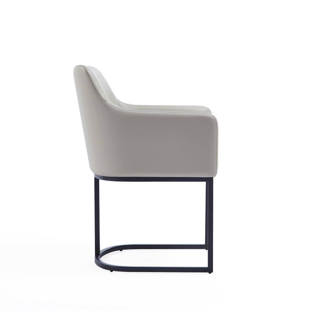 Serena Light Grey Faux Leather Upholstered Dining Arm Chair Set with Metal Frame