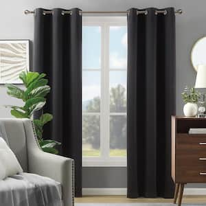 Alona Black Polyester 38 in. W x 84 in. L Grommet Blackout Curtain (Single Panel)