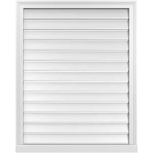 32 in. x 40 in. Vertical Surface Mount PVC Gable Vent: Functional with Brickmould Sill Frame