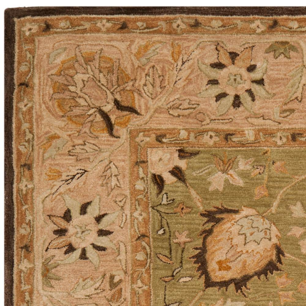 Sage and Beige Hand-Tufted Wool Area Rug, 8' x 10', Reversible Design