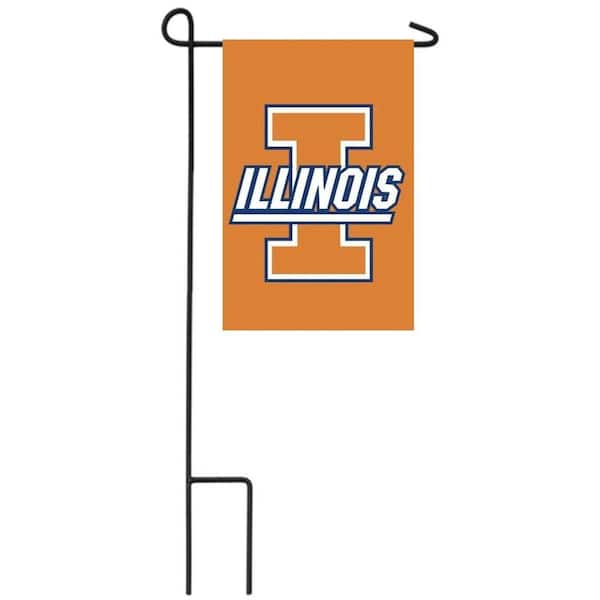 1 ft. x 1-1/2 ft. University of Illinois 2-Sided Garden Flag with 3-2/3 ft. Metal Flagpole