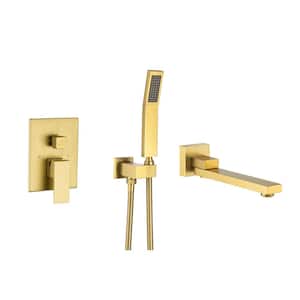 Mondawell Swivel Single-Handle 1-Spray High Pressure Tub and Shower Faucet in Brushed Gold Valve Included