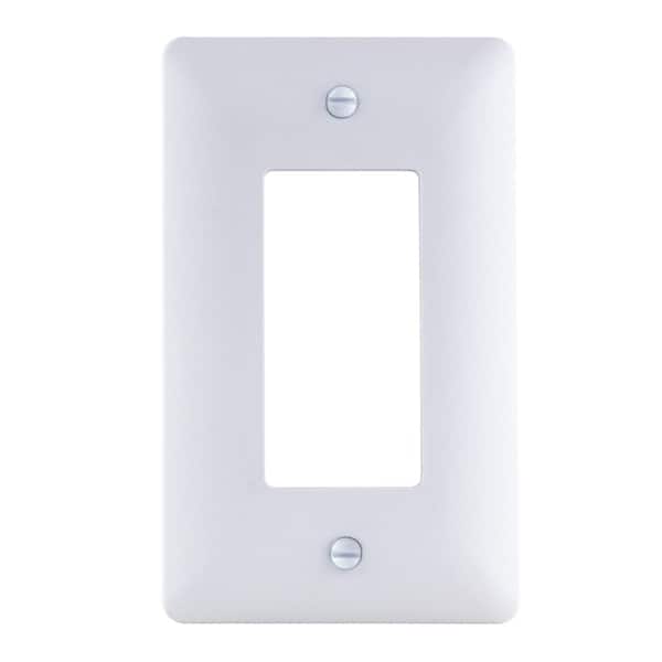 White 1-Gang Decorator/Rocker Plastic Wall Plate (Paintable)