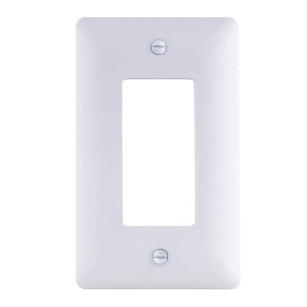 Commercial Electric White 1-Gang Decorator/Rocker Plastic Wall Plate (Paintable)