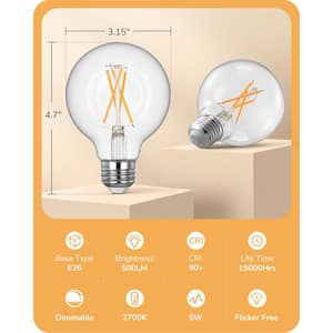 60-Watt Equivalent G25 Globe Dimmable 10% to 100% Edison LED Light Bulb 2700K Warm White (6-Pack)