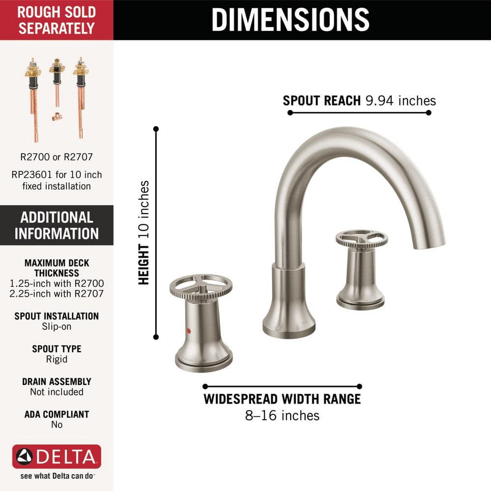 Stainless Steel Modern Widespread Deck Mounted Faucet