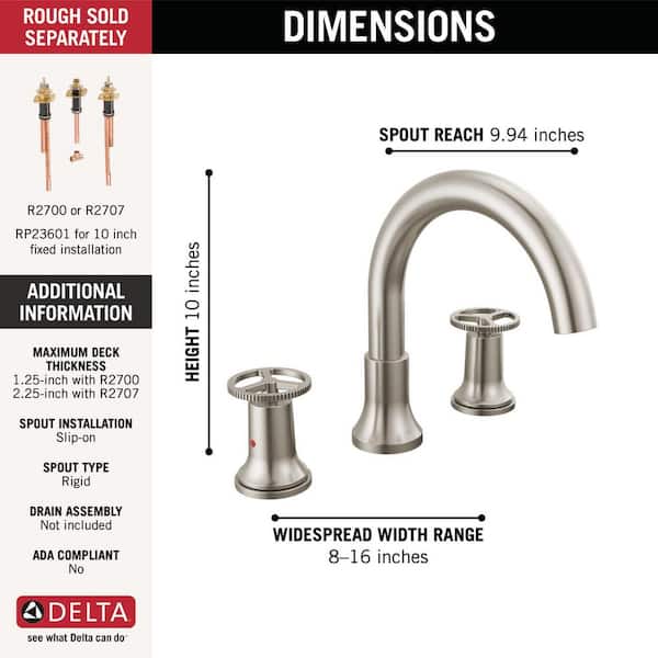 Delta Trinsic Wheel 2 Handle Deck Mount, Delta Trinsic Stainless 2 Handle Bathtub And Shower Faucet