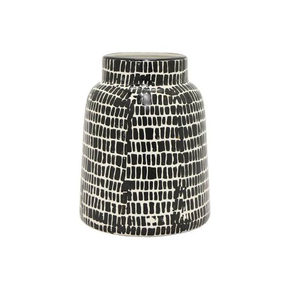 THREE HANDS - Decorative Black and White Ceramic Vase