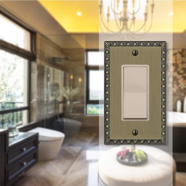 Antiquity 1 Gang Rocker Metal Wall Plate - Brushed Brass