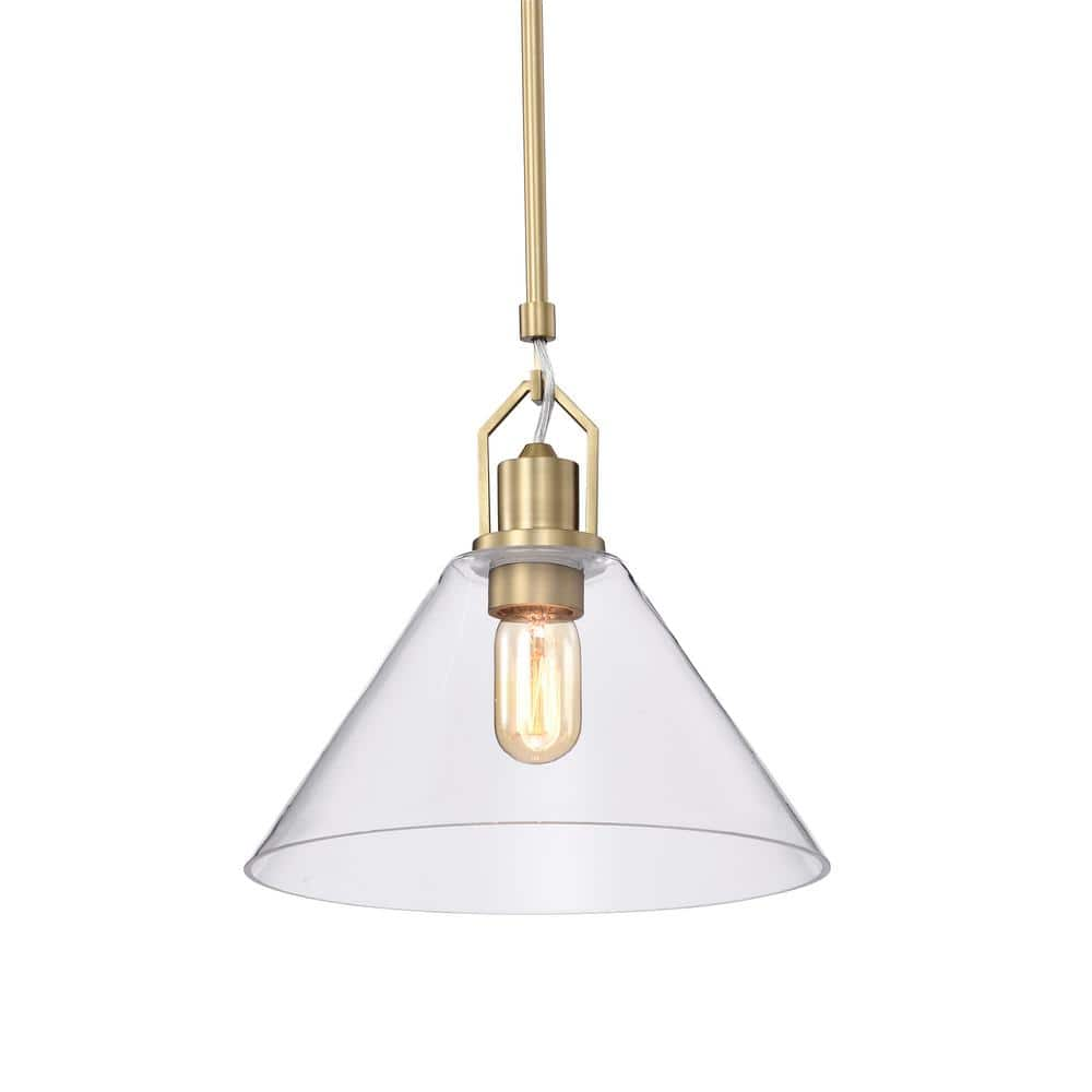 Aria 10 Clear Globe Pendant, Satin Brass, Ceiling