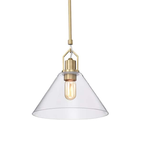 Aria 10 Clear Globe Pendant, Satin Brass, Ceiling