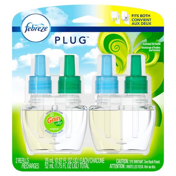Febreze Plug 0.879 oz. Gain Original Scented Oil Plug-In Air Freshener  Refill (2-Pack) 003077209977 - The Home Depot