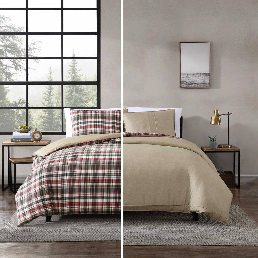 Astoria Plaid Red Microfiber King Duvet Set