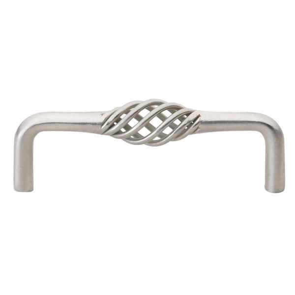 GlideRite 3-3/4 in. Center-to-Center Satin Nickel Birdcage Cabinet Pull (10-Pack)