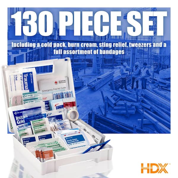 HDX 130-Piece Plastic OSHA First Aid Kit 59929 - The Home Depot
