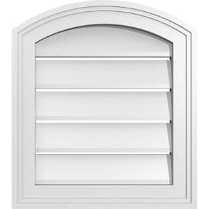 16" x 16" Arch Top Surface Mount PVC Gable Vent: Non-Functional with Brickmould Frame