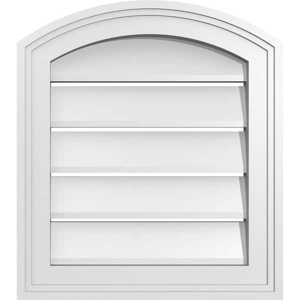 16" x 16" Arch Top Surface Mount PVC Gable Vent: Non-Functional with Brickmould Frame