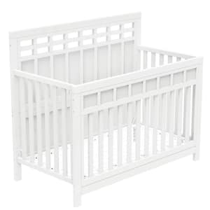 53.8 in. W x 27 in. D x 45.1 in. H White Linen Cabinet with Baby Safe Crib and Adjustable Mattress Height