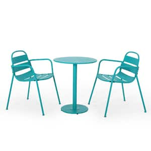 Scaggs Matte Teal 3-Piece Metal Outdoor Patio Bistro Set