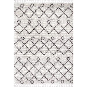 Kristi Moroccan Transitional Shag Ivory 4 ft. x 6 ft. Area Rug