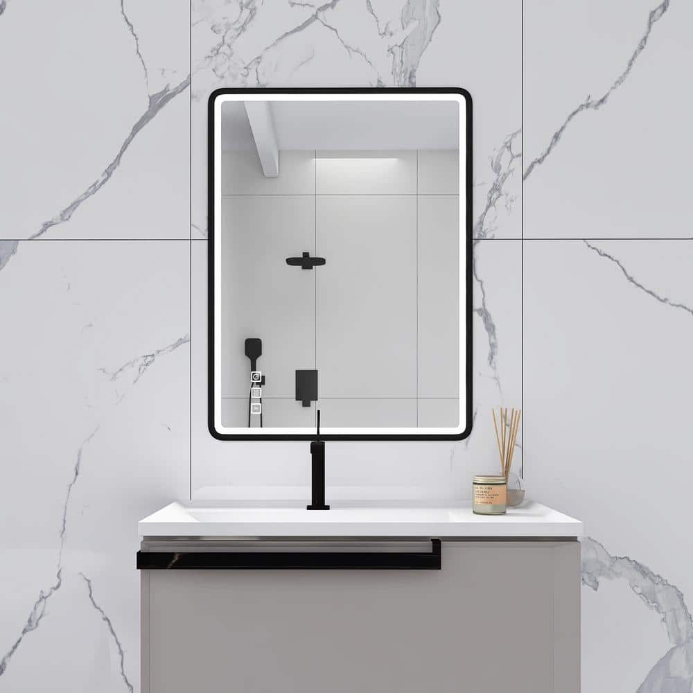 24 in. W x 32 in. H Rectangular Aluminum Frameless Wall Mount Dimmable Wall