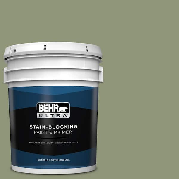 BEHR ULTRA 5 gal. #420F-5 Olivine Satin Enamel Exterior Paint & Primer