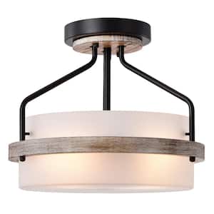 Uolfin Modern Farmhouse Black Semi-Flush Mount, 12.5 in. 2-Light Plated  Gold Kitchen Ceiling Fixture Light with Seeded Glass 628O8YFIQRE67C2 - The  Home Depot