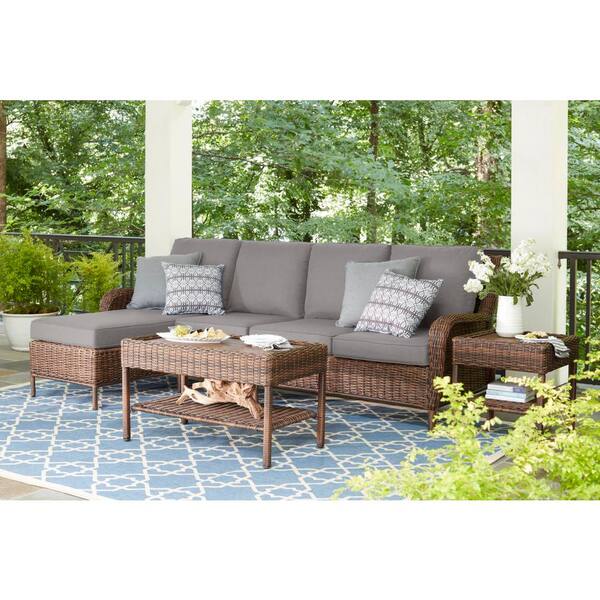 brown wicker sectional outdoor