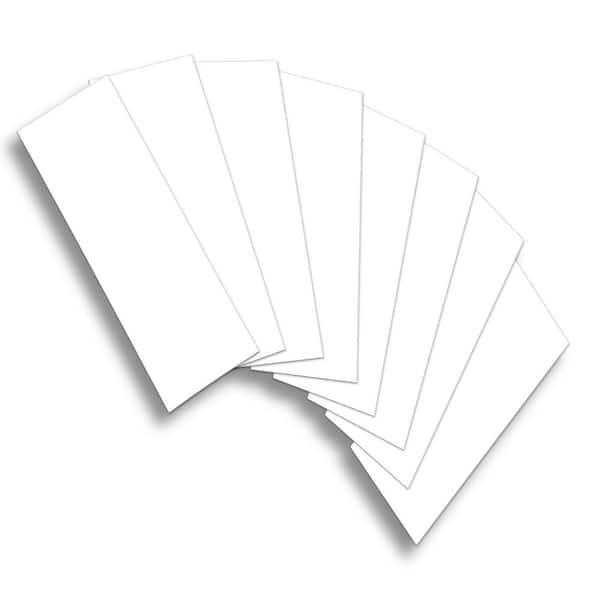 sunwings Subway White 12 in. x 4 in. Stone Composite Peel and Stick Backsplash Wall Tile (1-Pack)