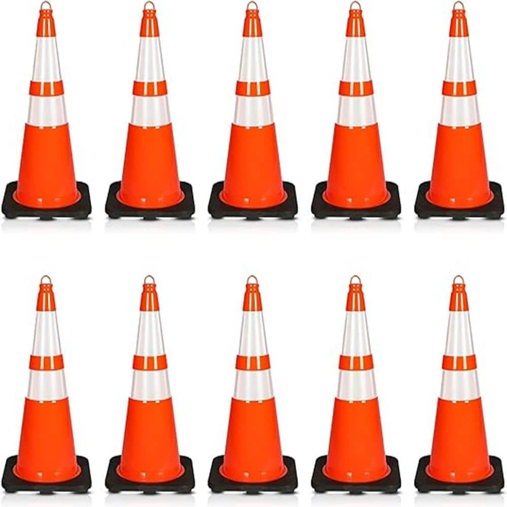 Pyle 28 in. PVC Cone - 10-Pieces High Visibility Structurally Stable ...