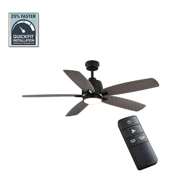 Home Decorators Collection Hayden Lake 56 in. White Color Changing LED Indoor/Outdoor Matte Black Ceiling Fan with Light Kit and Remote Control