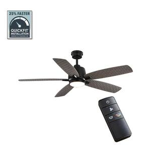 Hayden Lake 56 in. White Color Changing LED Indoor/Outdoor Matte Black Ceiling Fan with Light Kit and Remote Control