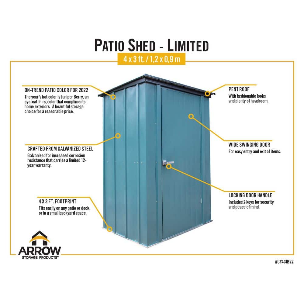 Juniper Berry Green 4' x 3' Steel Outdoor Storage Shed