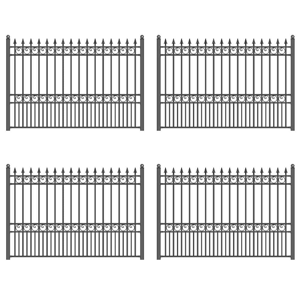 32 ft. x 5 ft. London Style Security Fence Panels Steel Fence Kit 4-Panel G