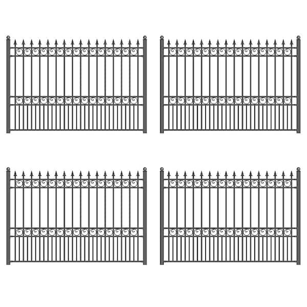 ALEKO 32 ft. x 5 ft. London Style Security Fence Panels Steel Fence Kit 4-Panel Gate Fence