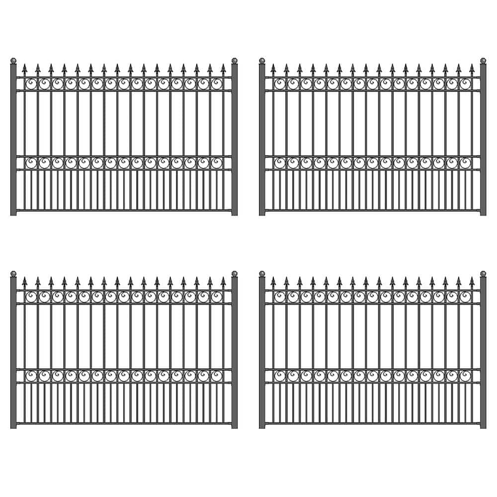 ALEKO 32 ft. x 5 ft. London Style Security Fence Panels Steel Fence Kit ...