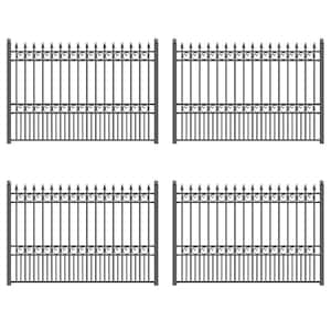 32 ft. x 5 ft. London Style Security Fence Panels Steel Fence Kit 4-Panel Gate Fence