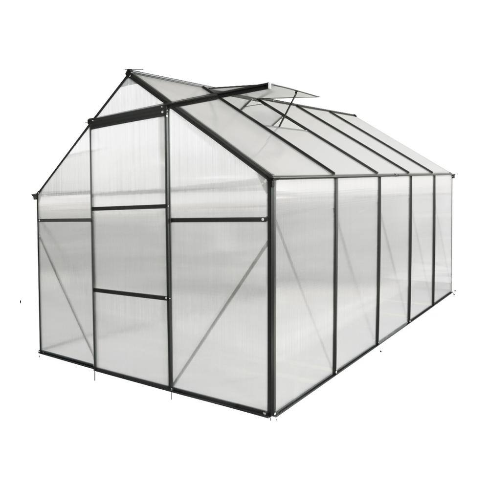 6 ft. D x 10 ft. W x 6 ft. H Polycarbonate Greenhouse Raised Base and Ancho