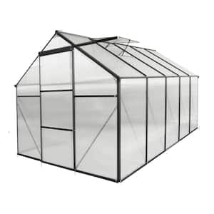 6 ft. D x 10 ft. W x 6 ft. H Polycarbonate Greenhouse Raised Base and Anchor Aluminum Heavy Duty Black/White